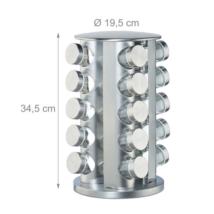 Étagère à épices avec 20 pots en verre