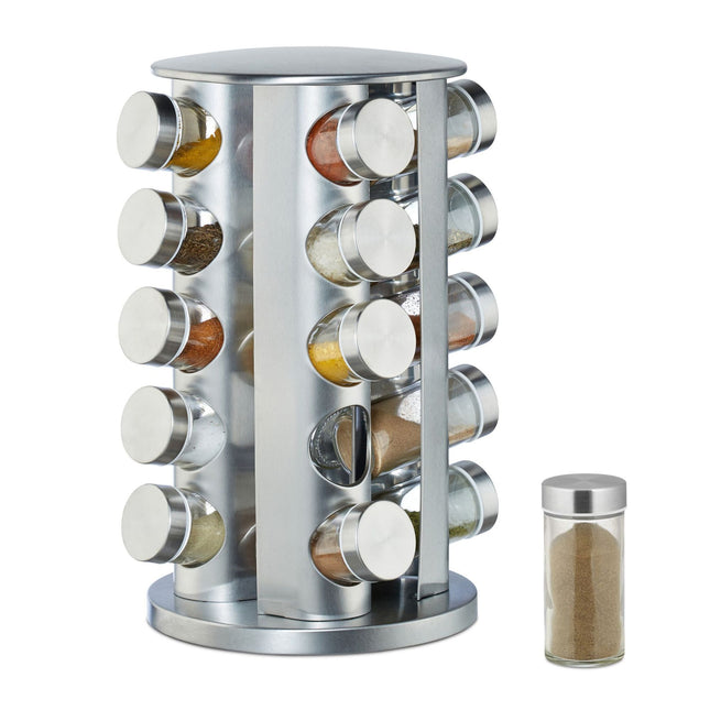 Étagère à épices avec 20 pots en verre