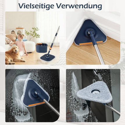 Wischmopp & Eimer Set mit Wasserabtrennung, 360°-Kopf