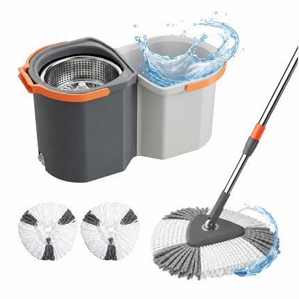 Ensemble balai à franges essoreur avec seau, 2 compartiments, capacité de 7,5 L