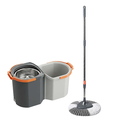 Ensemble balai à franges essoreur avec seau, 2 compartiments, capacité de 7,5 L