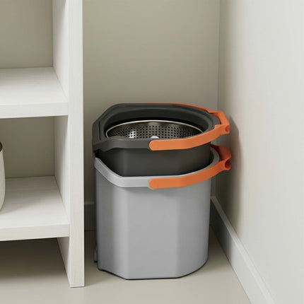 Ensemble balai à franges essoreur avec seau, 2 compartiments, capacité de 7,5 L
