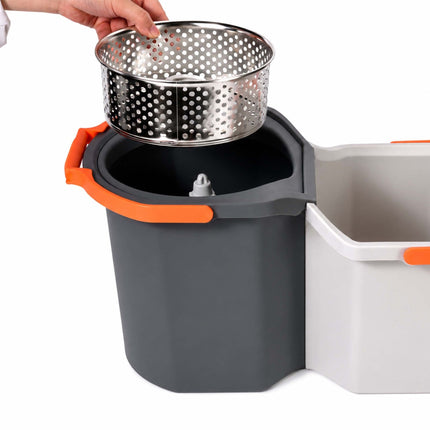 Ensemble balai à franges essoreur avec seau, 2 compartiments, capacité de 7,5 L