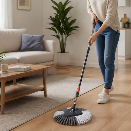 Ensemble balai à franges essoreur avec seau, 2 compartiments, capacité de 7,5 L