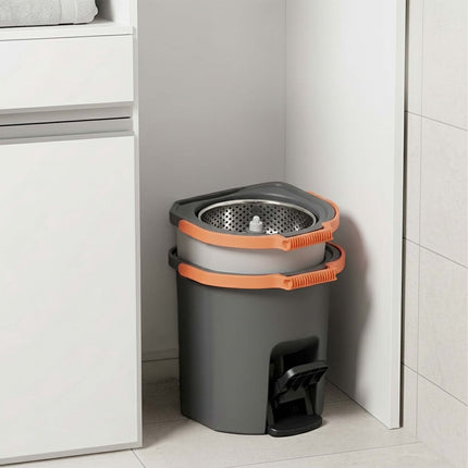 Ensemble balai essoreur avec seau, système à double compartiment