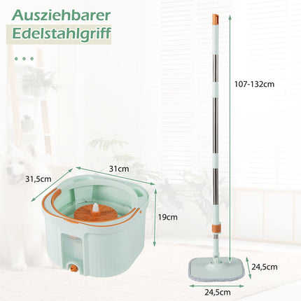 Wischmopp-Set mit Eimer und Wasserabtrennung, 360°-Kopf