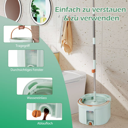 Wischmopp-Set mit Eimer und Wasserabtrennung, 360°-Kopf
