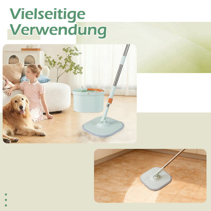 Wischmopp-Set mit Eimer und Wasserabtrennung, 360°-Kopf