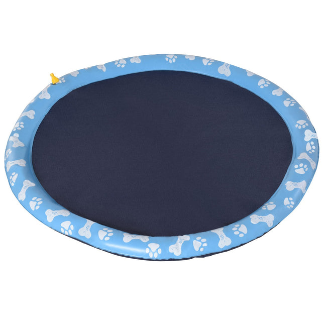 Splash Sprinkler Pad 170 Cm Tapis De Pulvérisation D'Eau Pour Chien Arroseur D'Eau Antidérapant Extérieur Pvc Bleu