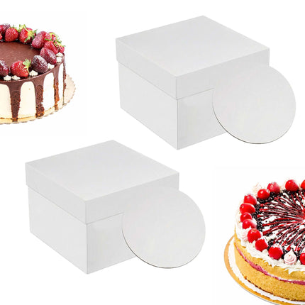 Boîtes à gâteaux carrées avec couvercles et plateaux, en carton alimentaire