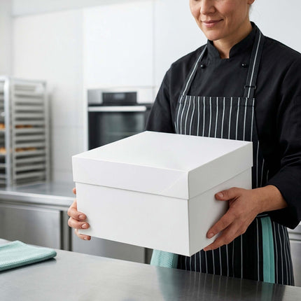 Boîtes à gâteaux carrées avec couvercles et plateaux, en carton alimentaire