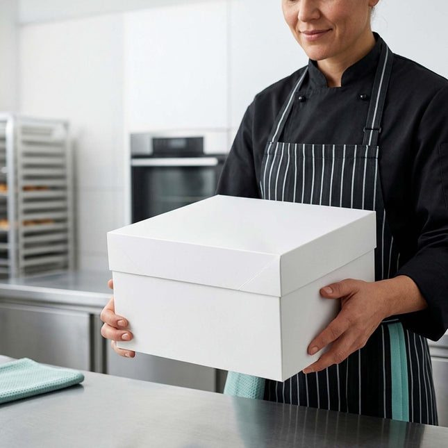 Boîtes à gâteaux carrées avec couvercles et plateaux, en carton alimentaire