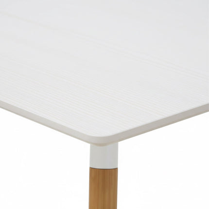 Table de salle à manger carrée, pieds en bambou, 4 couverts