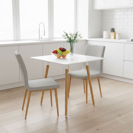 Table de salle à manger carrée, pieds en bambou, 4 couverts