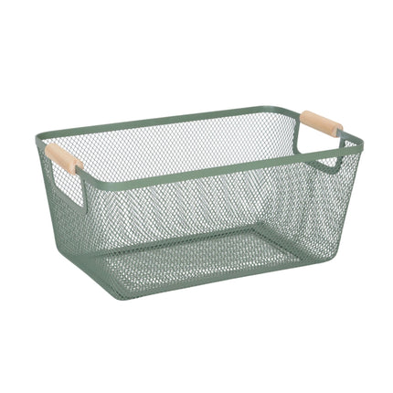 Panier de rangement carré en métal avec poignées