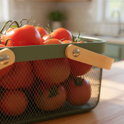 Panier de rangement carré en métal avec poignées