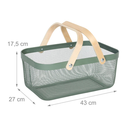 Panier de rangement carré en métal avec poignées