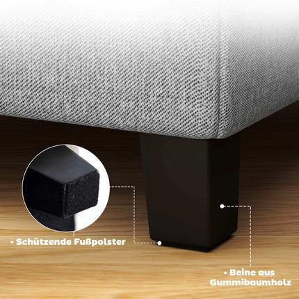 Pouf carré ottoman avec poche latérale, gris clair