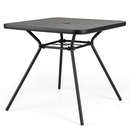 Quadratischer Outdoor-Esstisch mit DPC-Platte, Schirmloch, 80cm