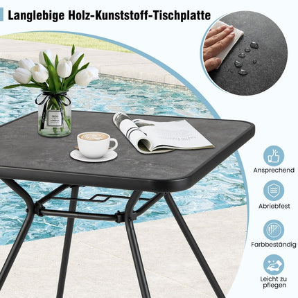 Quadratischer Outdoor-Esstisch mit DPC-Platte, Schirmloch, 80cm