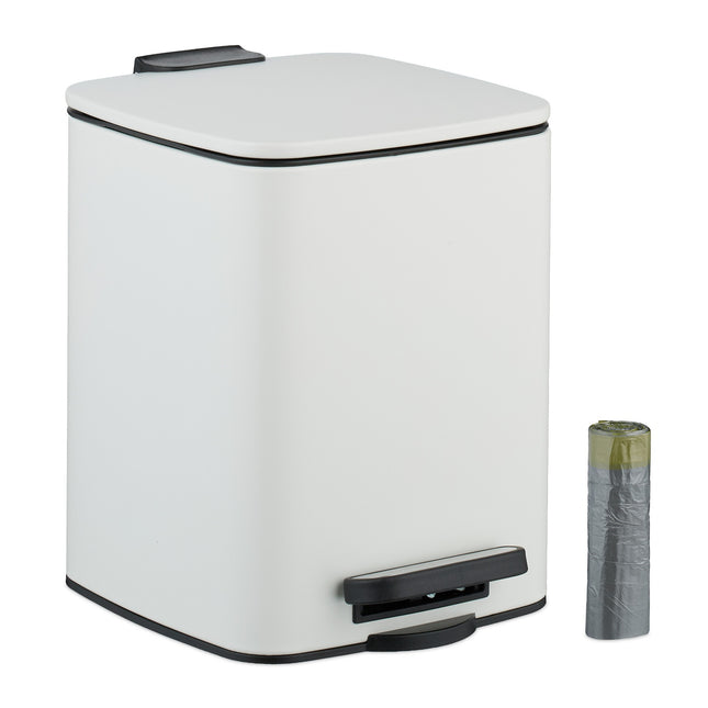 Poubelle carrée à pédale 6 L avec couvercle à fermeture amortie