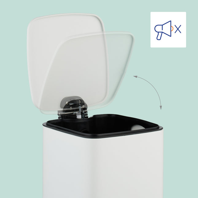 Poubelle carrée à pédale 6 L avec couvercle à fermeture amortie