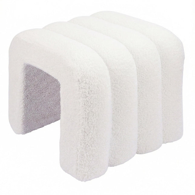 Square Plush Footstool – Teddy Fabric, Padded Seat
