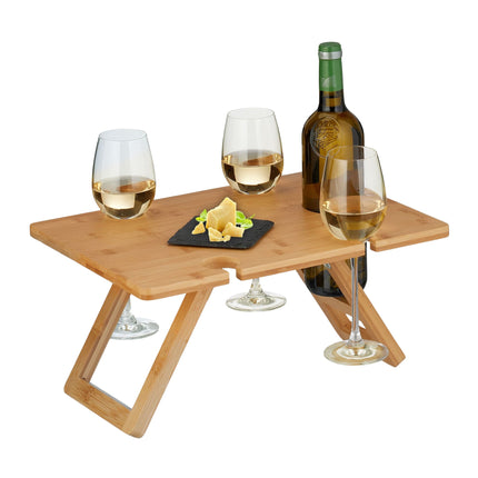 Table à vin carrée de pique-nique en bambou