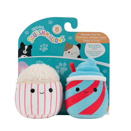 Squishmallows Lot de deux jouets en peluche grinçants pour chien, 9 cm