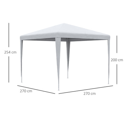 Tente De Fête Stable 2,7X2,7M Système De Clic Bâche Pe Cadre En Acier Blanc