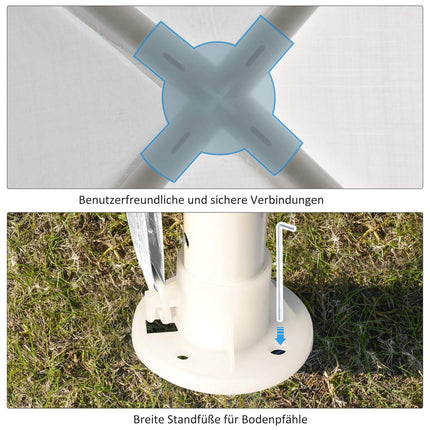 Tente De Fête Stable 2,7X2,7M Système De Clic Bâche Pe Cadre En Acier Blanc