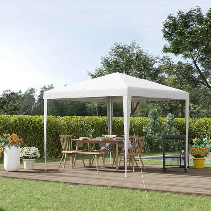 Tente De Fête Stable 2,7X2,7M Système De Clic Bâche Pe Cadre En Acier Blanc