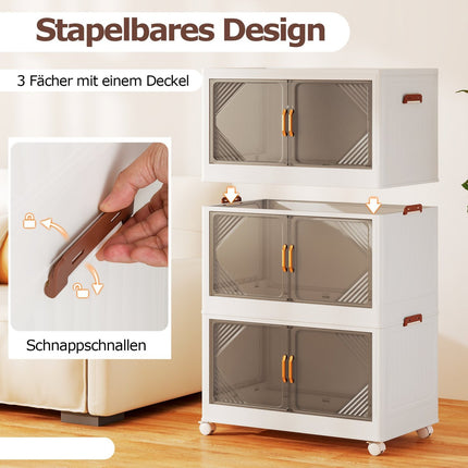 Stackable 213L Storage Boxes with Wheels & Doors
