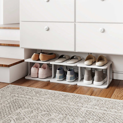 Étagère à chaussures empilable à 6 niveaux, organisateur vertical, blanc