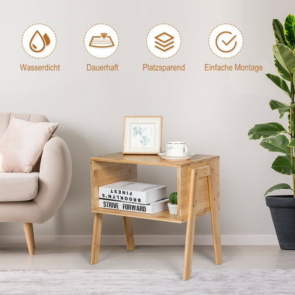 Ensemble de tables de chevet empilables en bambou avec étagère ouverte, 2 pièces