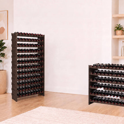 Stackable Bamboo Wine Rack for 108 Bottles, Self-Assembly, Dark Brown