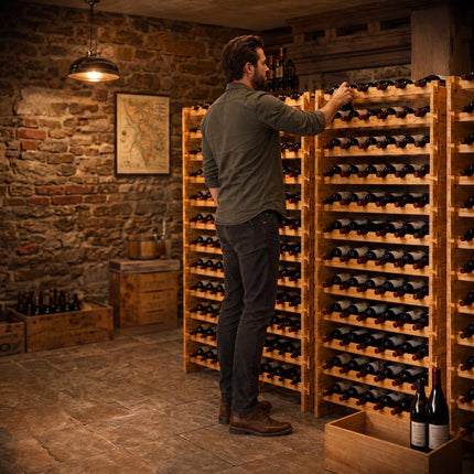 Stackable Bamboo Wine Rack for 108 Bottles, Self-Assembly, Natural