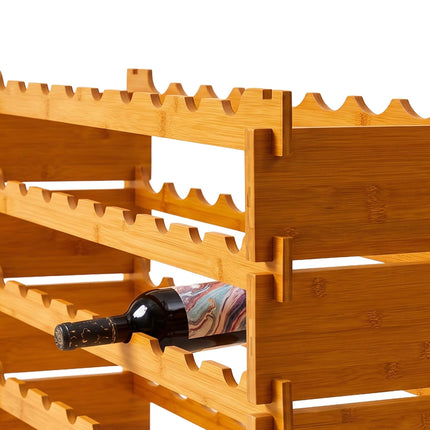 Stackable Bamboo Wine Rack for 108 Bottles, Self-Assembly, Natural