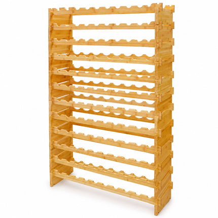 Stackable Bamboo Wine Rack for 108 Bottles, Self-Assembly, Natural