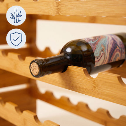 Stackable Bamboo Wine Rack for 36 Bottles, Self-Assembly, Natural