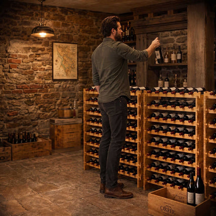 Stackable Bamboo Wine Rack for 45 Bottles, Self-Assembly, Natural