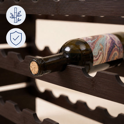 Stackable Bamboo Wine Rack for 72 Bottles, Self-Assembly, Dark Brown