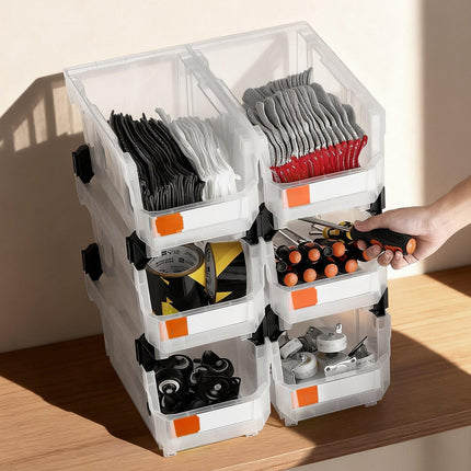 Stackable Clear Storage Bins, 6-Pack, 14.8 in