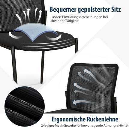 Stapelbare Konferenzstühle, 2er-Set, Schwarz, ohne Armlehnen