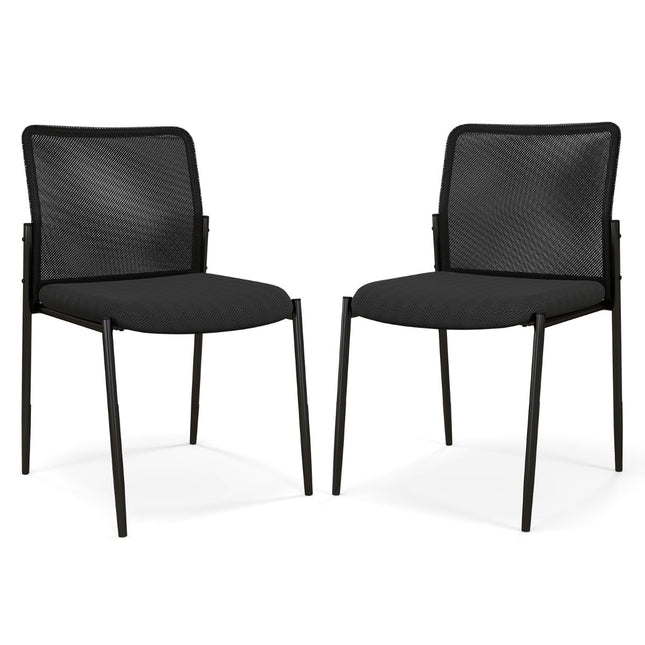 Stapelbare Konferenzstühle, 2er-Set, Schwarz, ohne Armlehnen