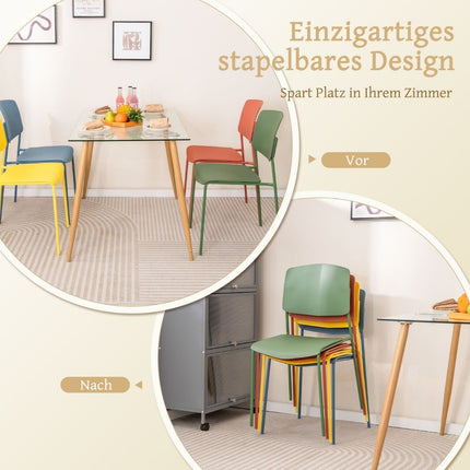 Ensemble de 4 chaises de salle à manger empilables - Ergonomiques et durables en polypropylène