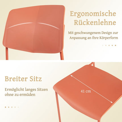 Ensemble de 4 chaises de salle à manger empilables - Ergonomiques et durables en polypropylène