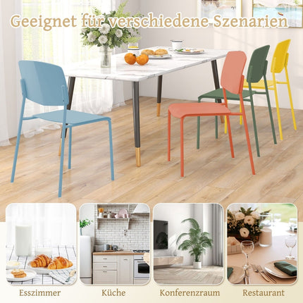 Ensemble de 4 chaises de salle à manger empilables - Ergonomiques et durables en polypropylène