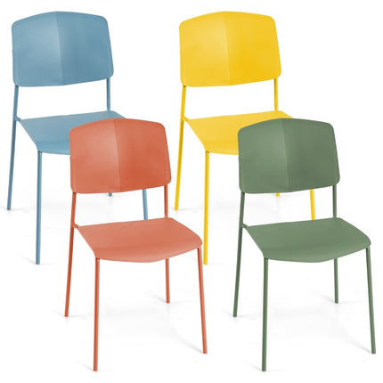 Ensemble de 4 chaises de salle à manger empilables - Ergonomiques et durables en polypropylène