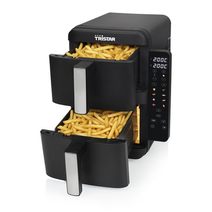 Stapelbare Heißluftfritteuse mit zwei Körben (2 x 4,5 l) mit Sync-Funktion